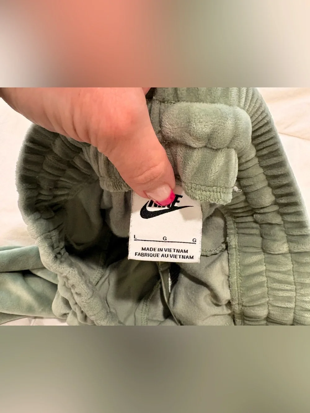 Nike Velour Joggers Youth Large Fits XS Women Sage Green Luxe